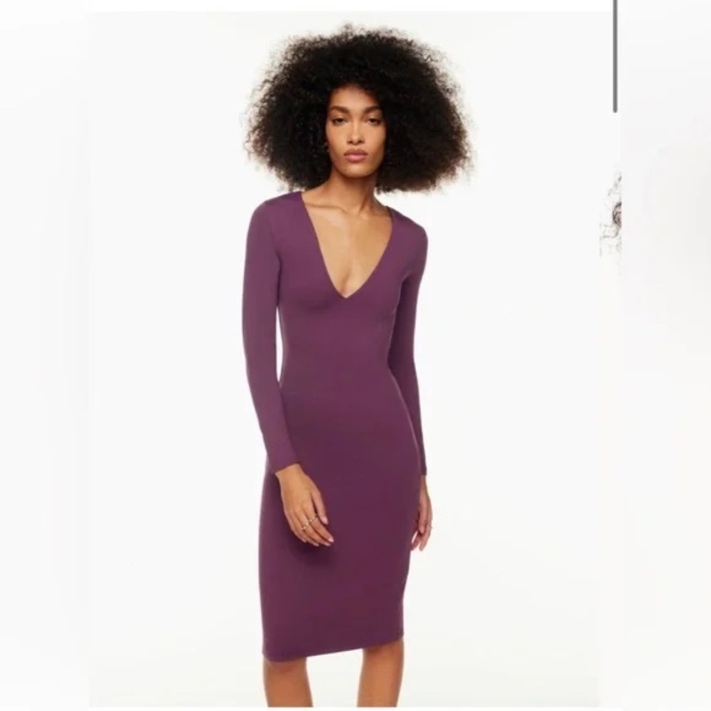 Aritzia - Baboon | Contour V-Neck Longsleeve Dress | Purple / Plum